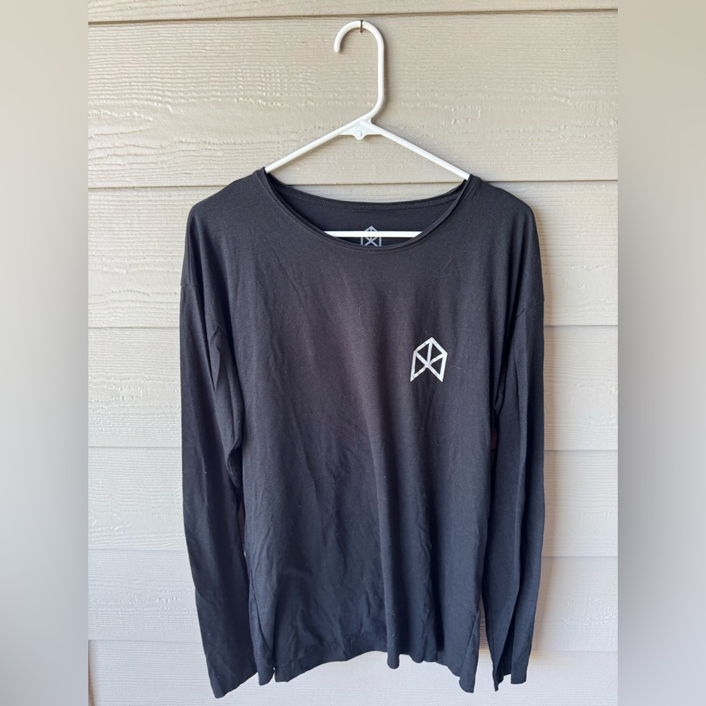 BMFIT Men's Black Long Sleeve Tee with Small White Chest Logo